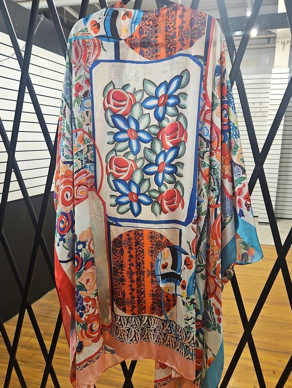Floral Multi-Color Silk-Feel Kimono Robe - Picture 4 of 4